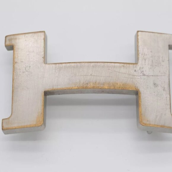 HERMÈS 95 H Guillochee Buckle Reversible Belt Noir/Silver Leather Strap - Picture 11 of 15